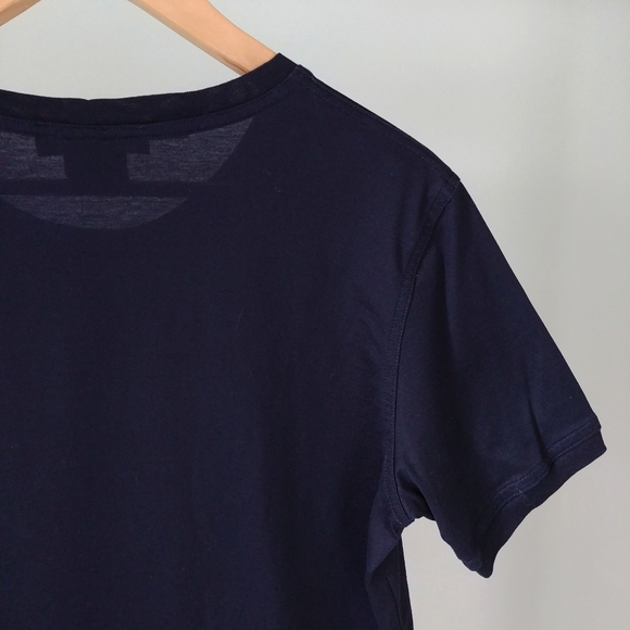 ESCADA Embroidered Dark Blue Cotton T-shirt Size Small Crewneck Top - Picture 7 of 12